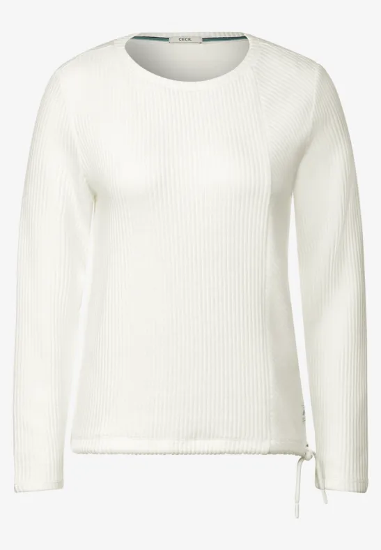 Shirt met ribstructuur vanilla white