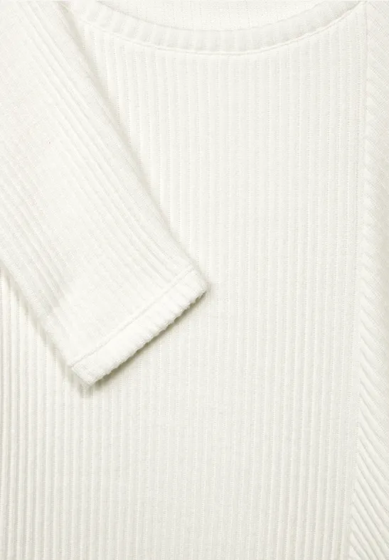 Shirt met ribstructuur vanilla white