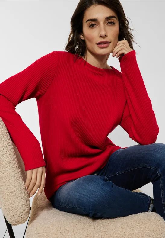 Shirt met ribstructuur strong red