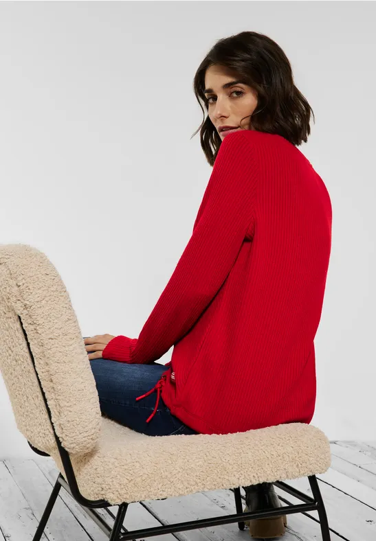 Shirt met ribstructuur strong red