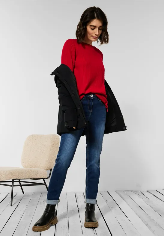 Shirt met ribstructuur strong red