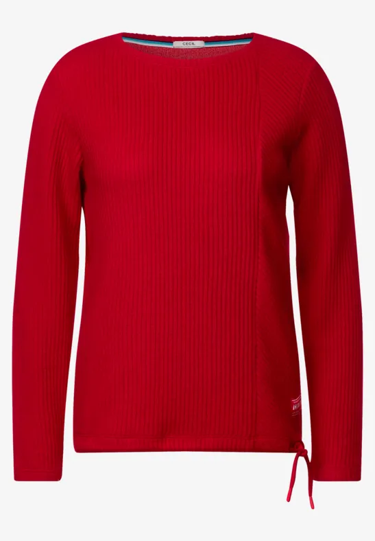 Shirt met ribstructuur strong red