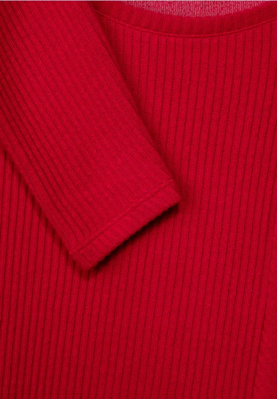 Shirt met ribstructuur strong red