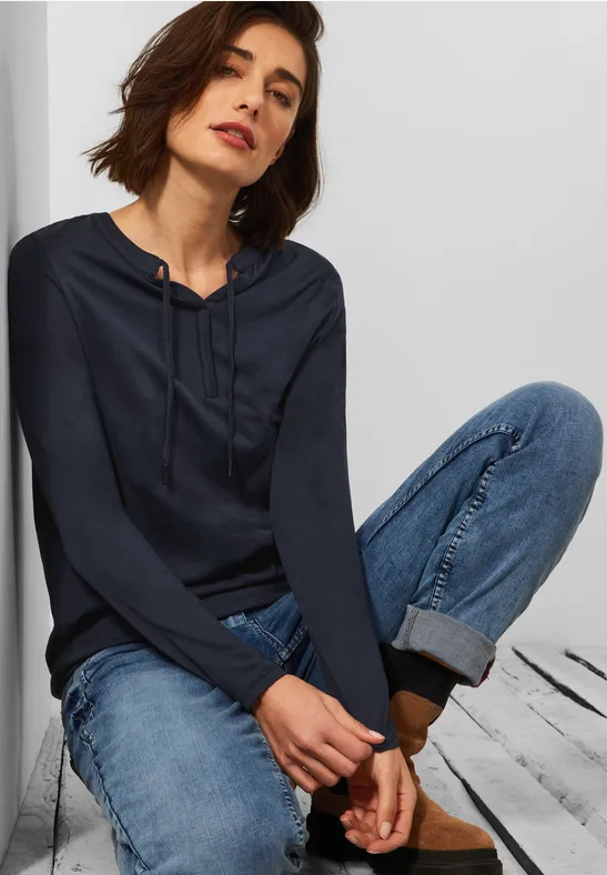 Shirt in tuniek-style deep blue