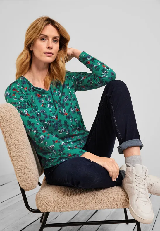 Shirt in tuniek-style smaragd green