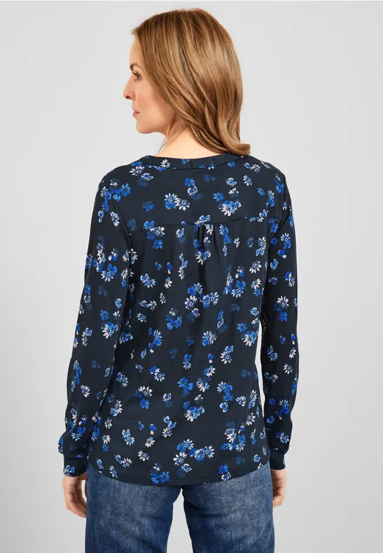 Shirt met bloemenprint deep blue