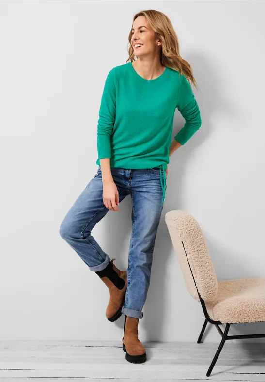 Gemêleerd shirt smaragd green melange