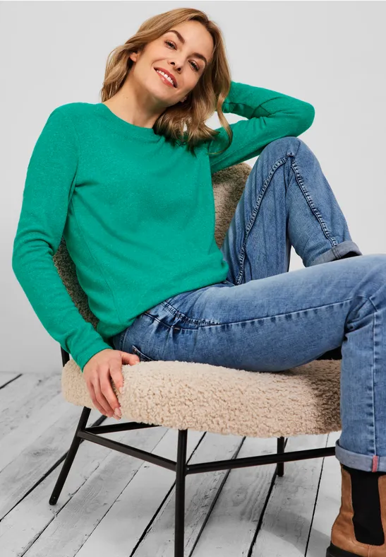 Gemêleerd shirt smaragd green melange