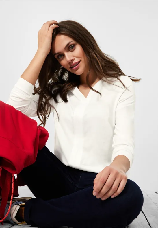 Shirt in tuniek-style vanilla white