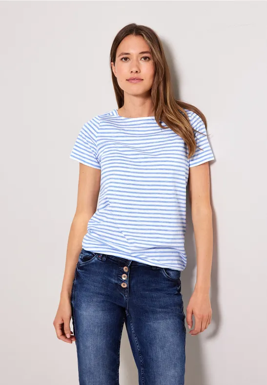 T-Shirt mit Streifenmuster campanula blue