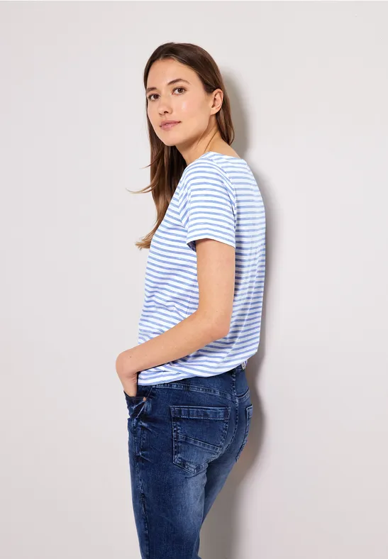 T-Shirt mit Streifenmuster campanula blue