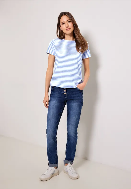 T-Shirt mit Streifenmuster campanula blue
