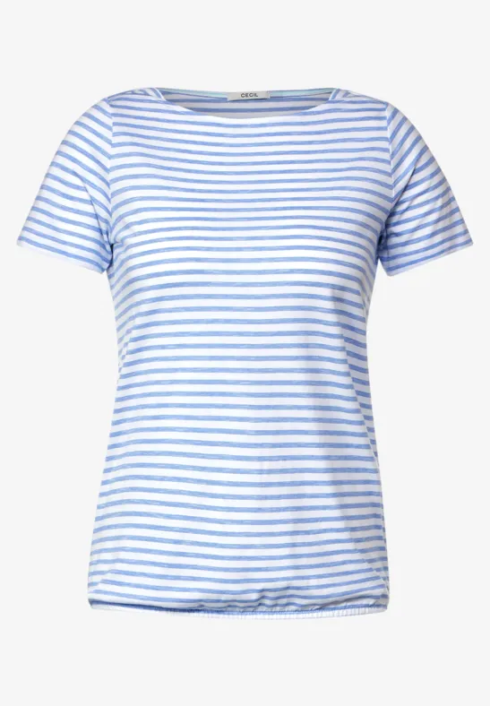 T-Shirt mit Streifenmuster campanula blue