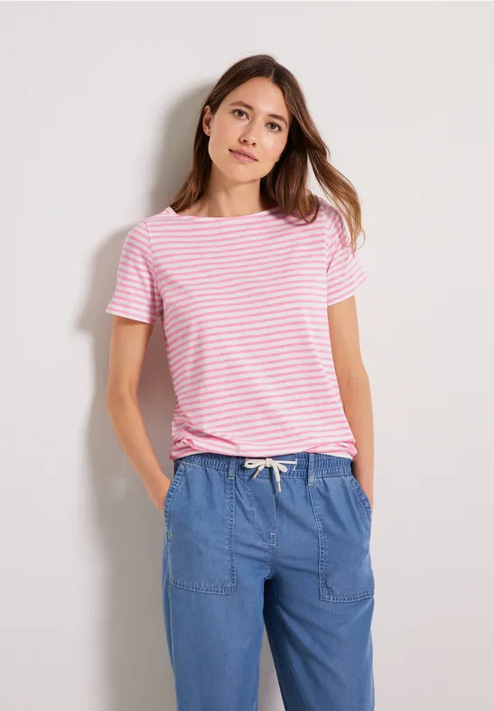 T-shirt met gestreept patroon soft pink