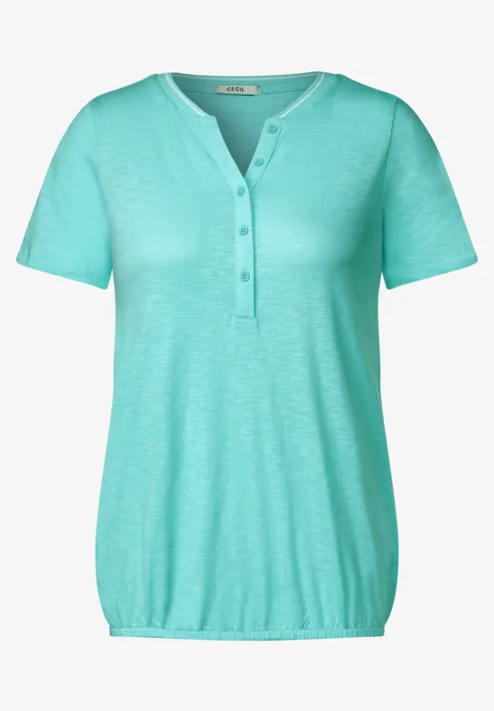 Shirt mit kurzer Knopfleiste cool mint green