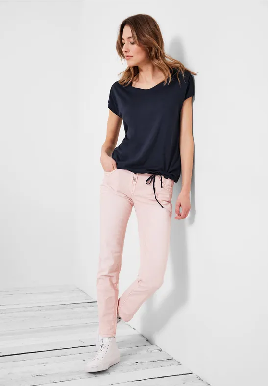 T-shirt met gesmokt detail deep blue