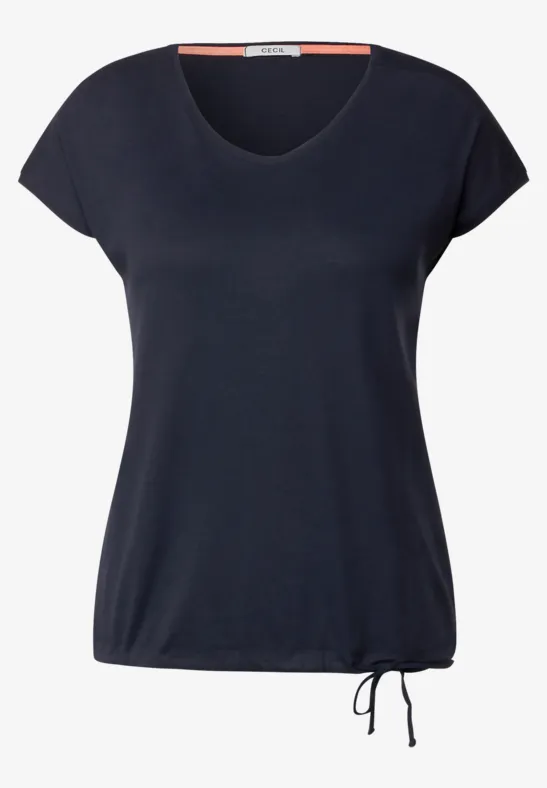 T-shirt met gesmokt detail deep blue
