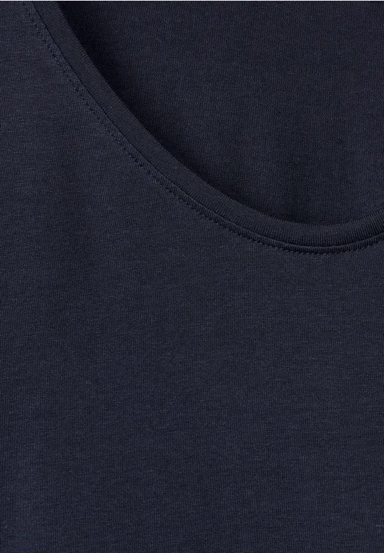 T-shirt met gesmokt detail deep blue