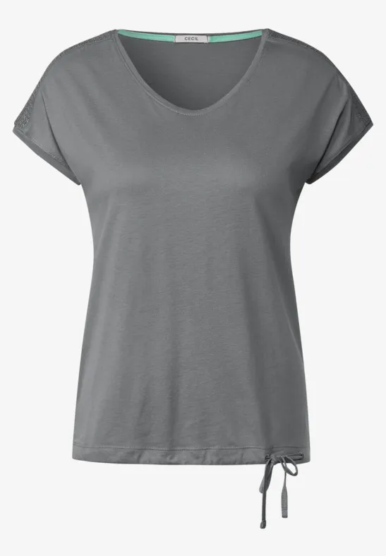 T-shirt met gesmokt detail graphite light grey