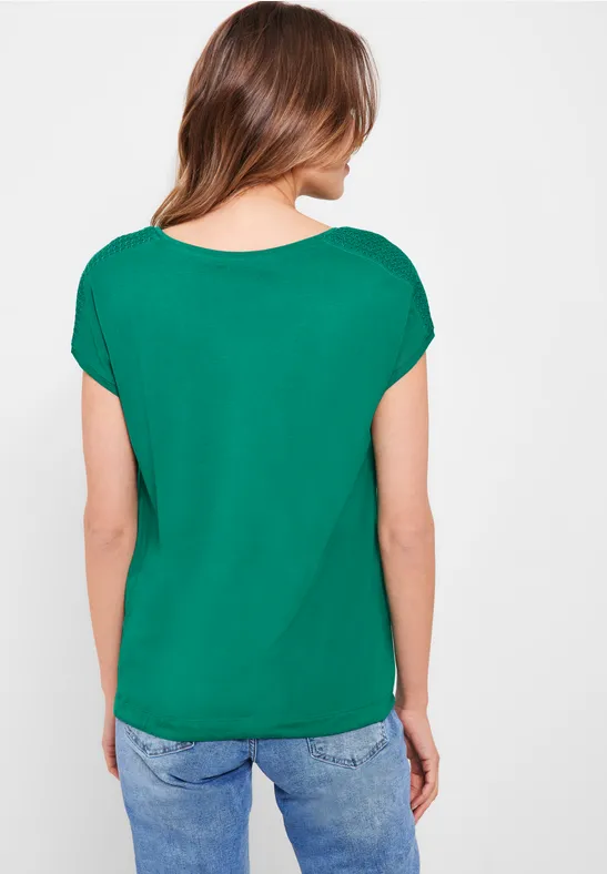 T-shirt met gesmokt detail luscious green