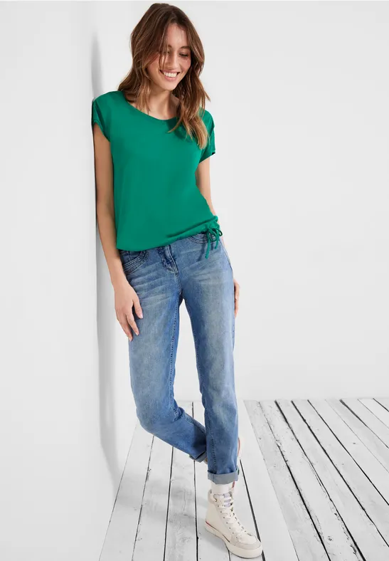 T-shirt met gesmokt detail luscious green