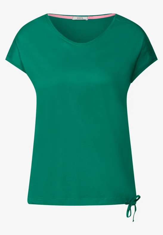T-shirt met gesmokt detail luscious green