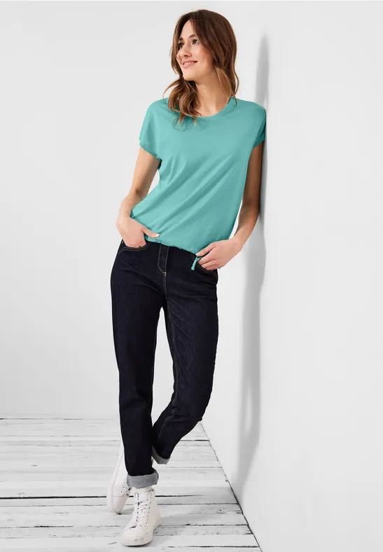 T-shirt met gesmokt detail cool mint green