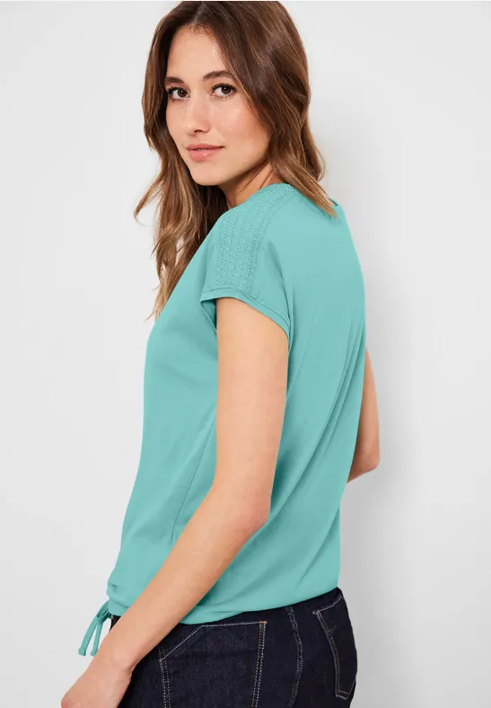 T-shirt met gesmokt detail cool mint green