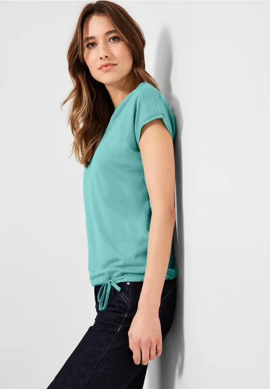 T-shirt met gesmokt detail cool mint green