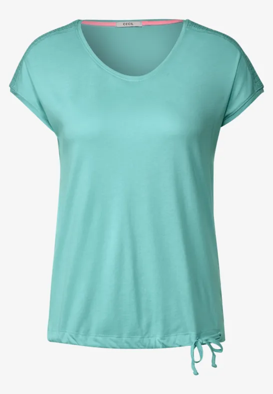 T-shirt met gesmokt detail cool mint green