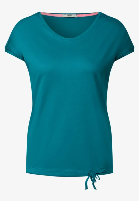 T-shirt met gesmokt detail nocturnal aqua blue