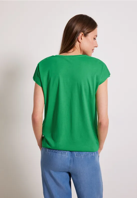 T-shirt met gesmokt detail fresh green