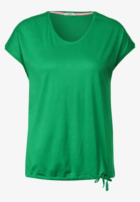 T-shirt met gesmokt detail fresh green
