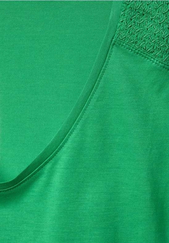 T-shirt met gesmokt detail fresh green