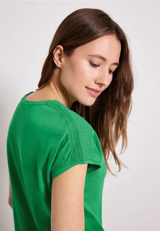 T-shirt met gesmokt detail fresh green