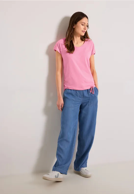 T-Shirt mit Smockdetail soft pink