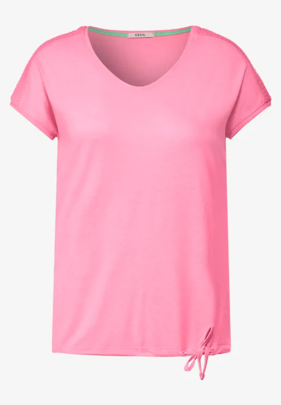 T-Shirt mit Smockdetail soft pink