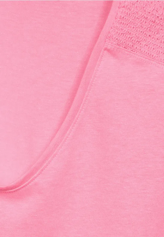 T-Shirt mit Smockdetail soft pink