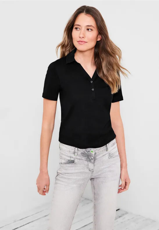 Basic Poloshirt in Unifarbe Black