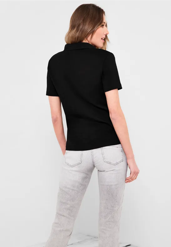 Basic Poloshirt in Unifarbe Black