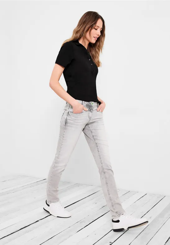 Basic Poloshirt in Unifarbe Black