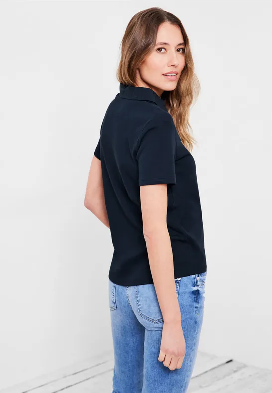 Basic poloshirt in effen kleur deep blue