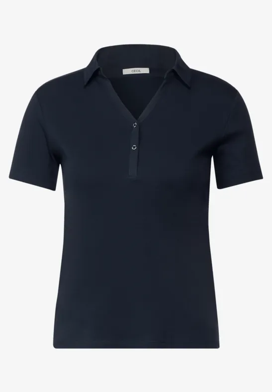 Basic poloshirt in effen kleur deep blue