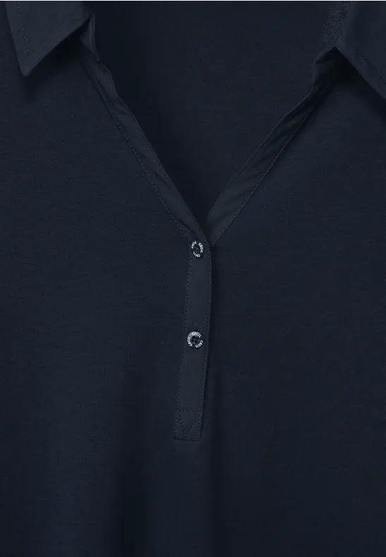 Basic poloshirt in effen kleur deep blue
