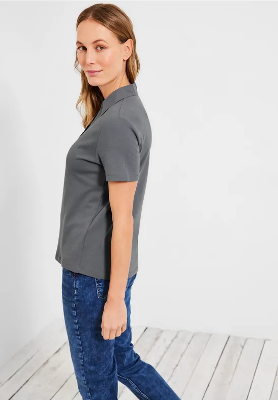 Basic Poloshirt in Unifarbe graphite light grey