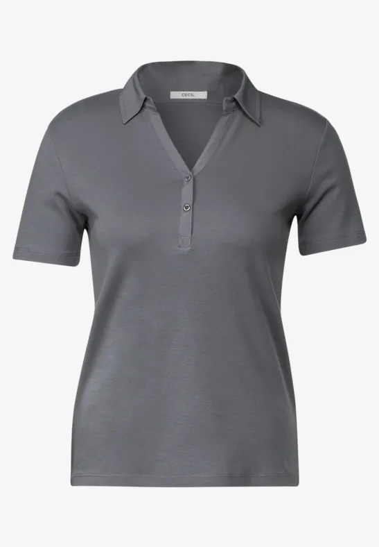 Basic Poloshirt in Unifarbe graphite light grey