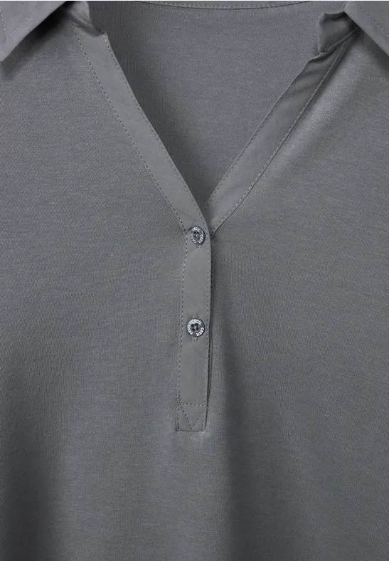 Basic Poloshirt in Unifarbe graphite light grey