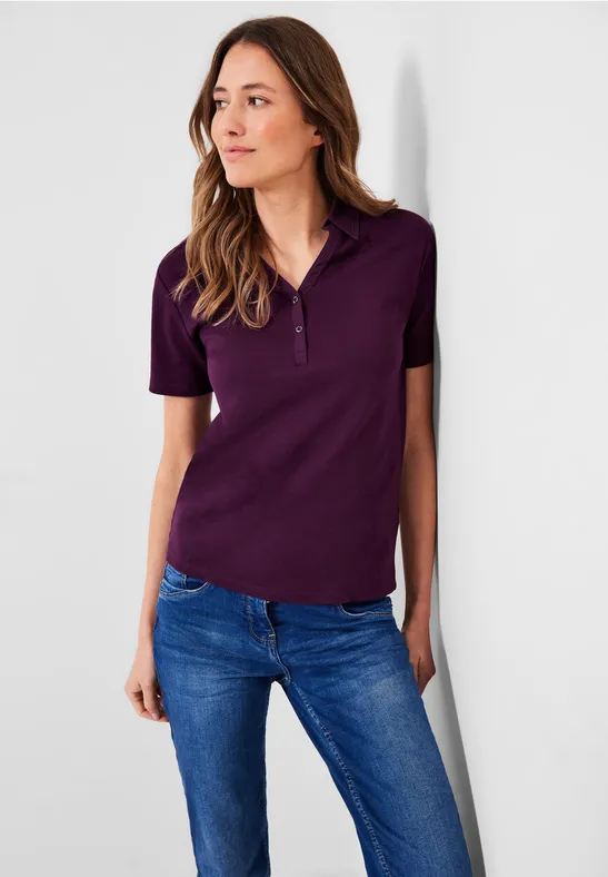 Basic Poloshirt in Unifarbe deep berry