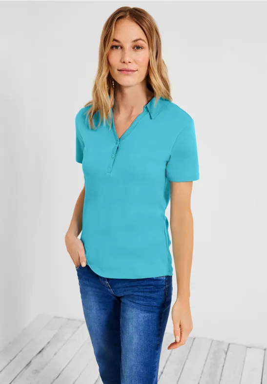 Basic Poloshirt in Unifarbe pool aqua blue