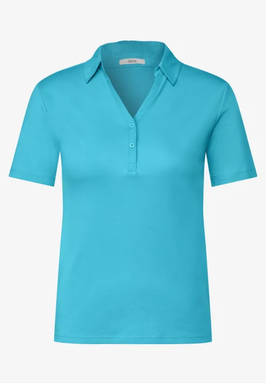 Basic Poloshirt in Unifarbe pool aqua blue